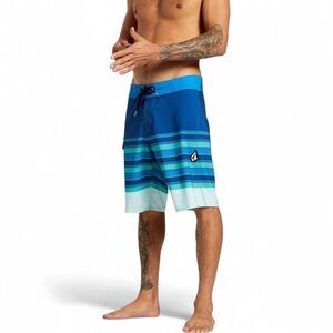 NWT Volcom Men's Lido Liney Mod-Tech Boardshorts Striped Deep Water Size 38